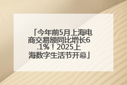 今年前5月上海电商交易额同比增长6.1%！2025上海数字生活节开幕